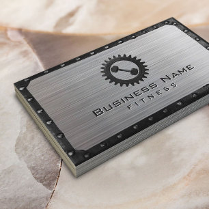 Fitness Trainer Industrial Metal Framed Faux Staal Visitekaartje