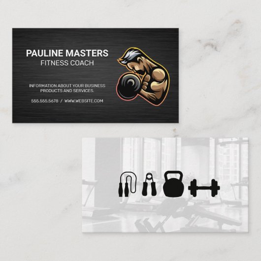 Fitness Trainer Logo | Gezondheid Gym Afsprakenkaartje (Voorkant / Achterkant)