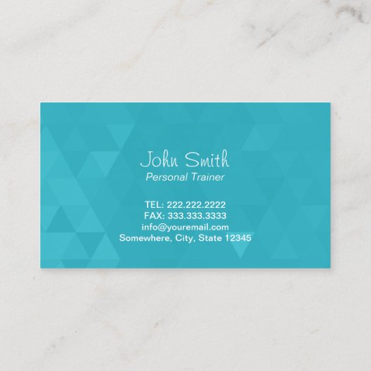 Fitness Trainer Modern Monogram Blauwgroen Visitekaartje (Achterkant)