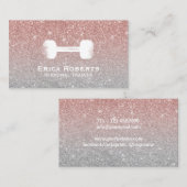 Fitness Trainer Modern Roos Gold en Silver Glitter Visitekaartje (Voorkant / Achterkant)
