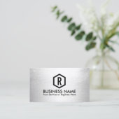 Fitness Trainer Modern Silver Monogram Visitekaartje (Staand voorkant)