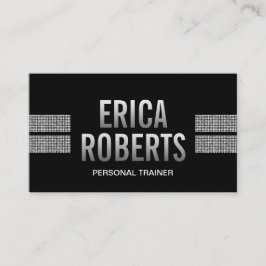 Fitness Trainer Modern Silver Sequins Stripes Dark Visitekaartje
