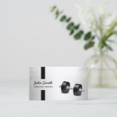 Fitness Trainer Moderne Strepen Faux Zilver Visitekaartje (Staand voorkant)