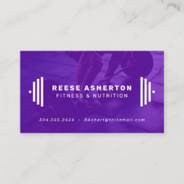 Fitness trainer paarse visitekaartje met foto