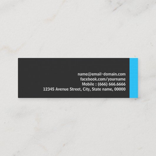 Fitness Trainer - Personal Aqua Blue Mini Mini Visitekaartje (Achterkant)