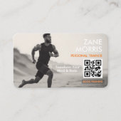 Fitness Trainer Photo QR Code Black & White  Visitekaartje (Voorkant)