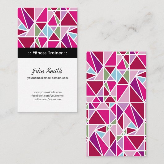 Fitness Trainer roze Abstracte geometrie Visitekaartje (Voorkant / Achterkant)