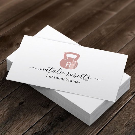 Fitness - trainer roze kettlebell Logo Visitekaartje