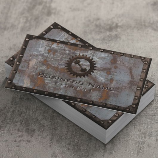 Fitness Trainer Rusty Grunge Metal Professional Visitekaartje
