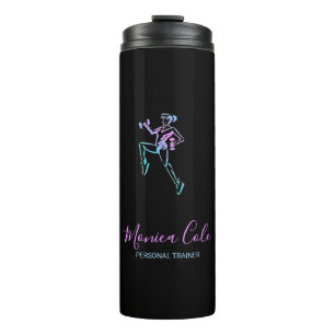 Fitness trainer silhouette zwart thermosbeker