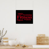 Fitness Training Cool Red Bold-teksten GYM Workout Poster (Keuken)