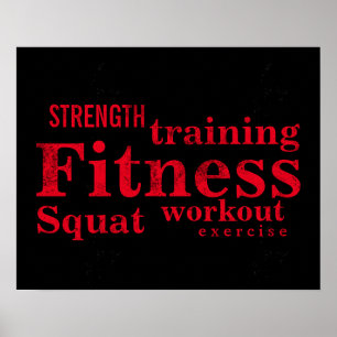 Fitness Training Cool Red Bold-teksten GYM Workout Poster