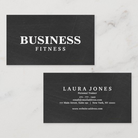 Fitness Training Professioneel Donker Blackboard Visitekaartje (Voorkant / Achterkant)