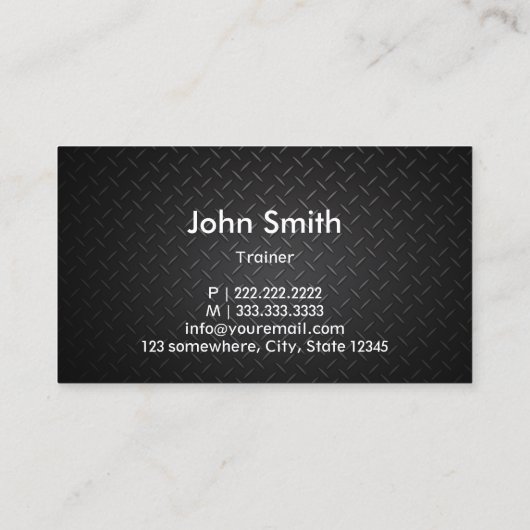 Fitness Training Professioneel Staal & Metaal Visitekaartje (Achterkant)