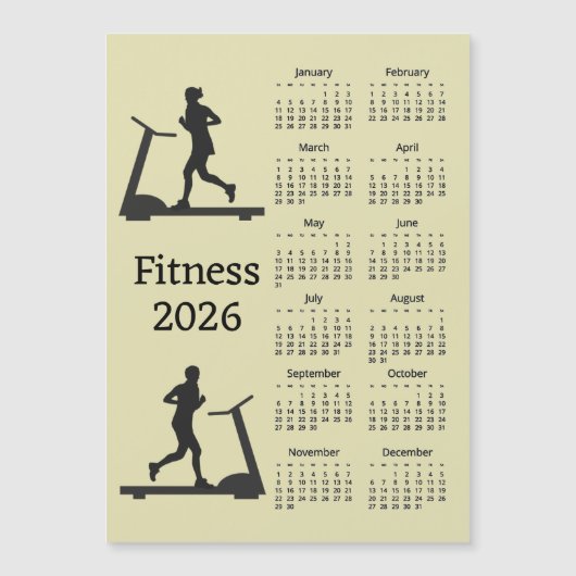 Fitness Treadmill 2026 Calendar Magnetic Card (Voorkant)