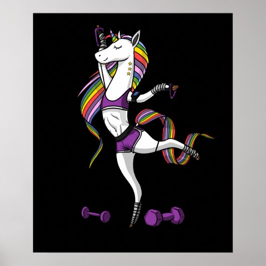 Fitness Unicorn Gym Workout Training Poster (Voorkant)