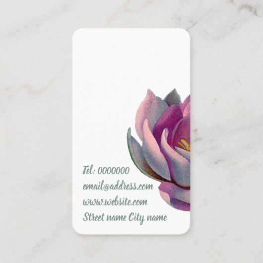 fitness van lotusbloem visitekaartje (Achterkant)