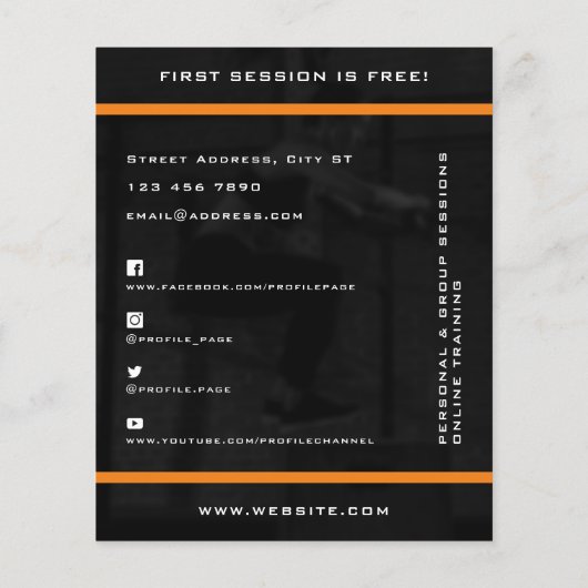 fitness van persoonlijk profiel afbeelding flyer (Achterkant)