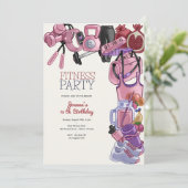 Fitness verjaardagsfeestje kaart (Staand voorkant)