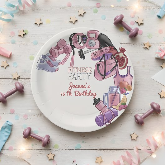Fitness verjaardagsfeestje papieren bordje