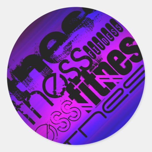 Fitness; Vibrant Violet Blauw en Magenta Ronde Sticker (Voorkant)