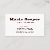 Fitness Visitekaartje Dance Blue Brown (Achterkant)