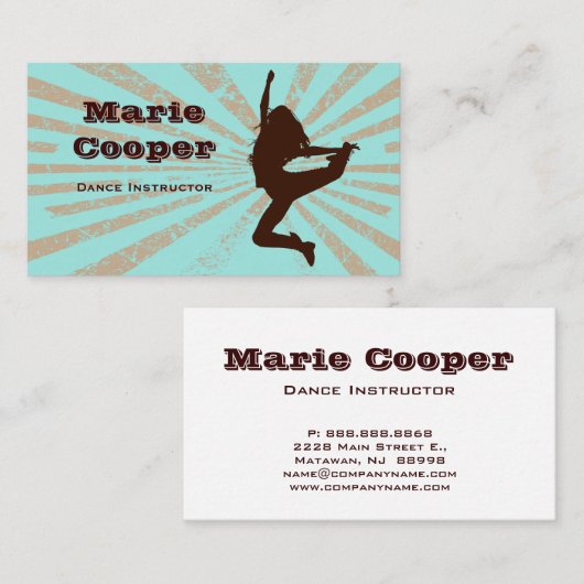 Fitness Visitekaartje Dance Blue Brown (Voorkant / Achterkant)
