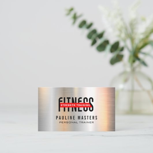 Fitness Voeding | Persoonlijke Trainer | Metallic Afsprakenkaartje (Staand voorkant)