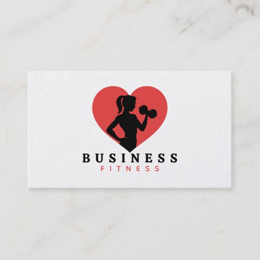 Fitness Vrouwen Liften Gewicht Logo Personal Train Visitekaartje (Voorkant)