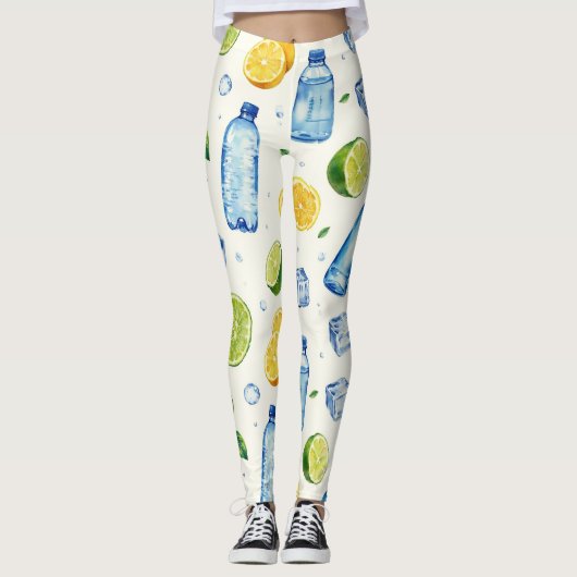 Fitness waterdruppels flessen fruit patroon leggings (Voorkant)