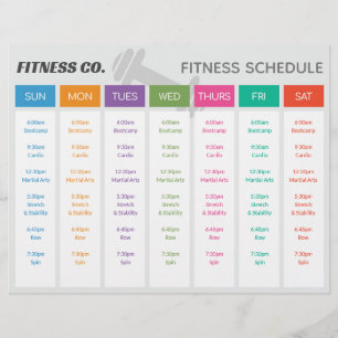Fitness weekschema met klassenbeschrijvingen flyer