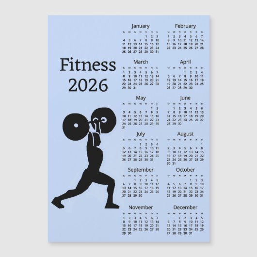 Fitness Weight Lifting 2026 Calendar Magnetic Card (Voorkant)
