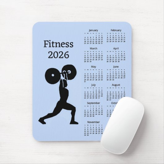 Fitness Weight Lifting 2026 Calendar Muismat (Met muis)