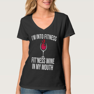 Fitness Wine In Mouth Drinking  Drinker Sayings Gr T-shirt
