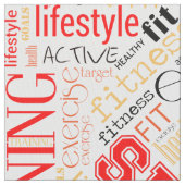Fitness Word Cloud Red/Black ID284 Stof (Close Up)