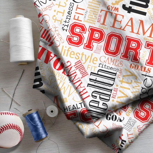 Fitness Word Cloud Red/Black ID284 Stof
