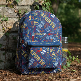 Fitness Word Cloud Red/White ID284 Bedrukte Rugzak