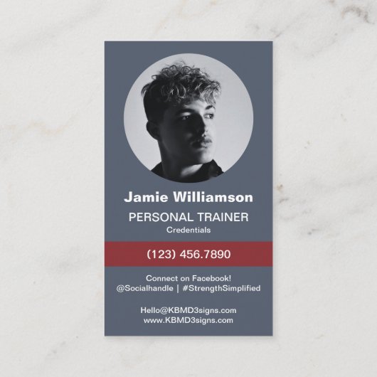 Fitness Word Logo Grijs Rood Personal Trainer Visitekaartje (Achterkant)