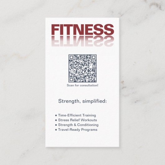 Fitness Word Logo Grijs Rood Personal Trainer Visitekaartje (Voorkant)