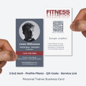 Fitness Word Logo Grijs Rood Personal Trainer Visitekaartje