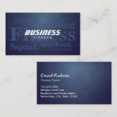 Fitness Words Cool Blue Metal Personal Trainer Visitekaartje (Voorkant / Achterkant)