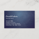 Fitness Words Cool Blue Metal Personal Trainer Visitekaartje (Achterkant)