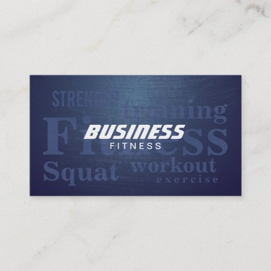 Fitness Words Cool Blue Metal Personal Trainer Visitekaartje (Voorkant)