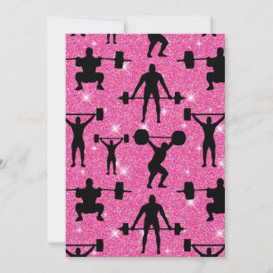 Fitness Workout Gym Sport Roze Glitter Kaart