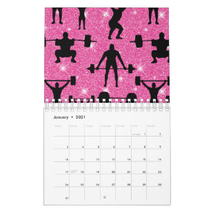 Fitness Workout Gym Sport Roze Glitter Kalender