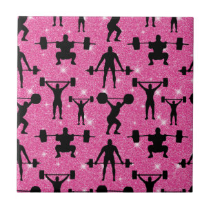 Fitness Workout Gym Sport Roze Glitter Tegeltje