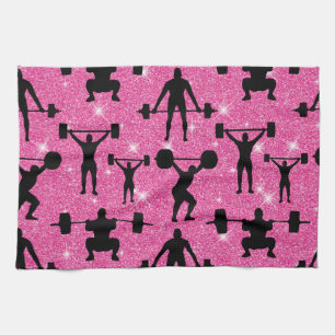 Fitness Workout Gym Sport Roze Glitters Theedoek