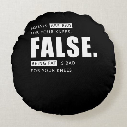 Fitness Workout Squats been Day Motivation Rond Kussen (Voorkant)
