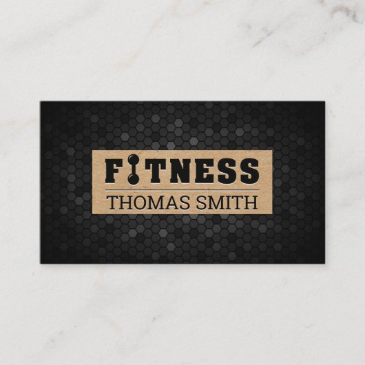 fitness | Zwarte geometrisch | Bruin papier Visitekaartje (Voorkant)