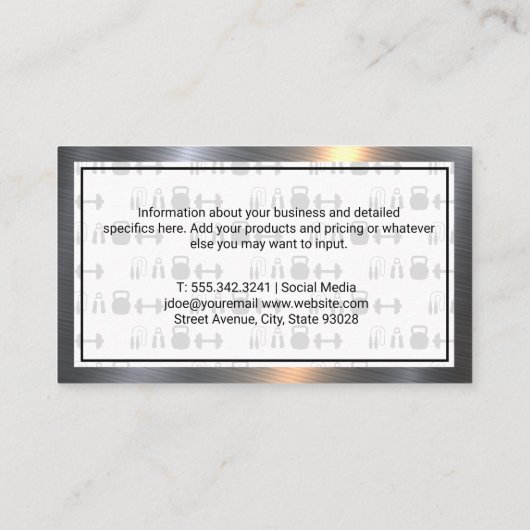 Fitnessapparatuur | Visitekaartje voor de persoonl (Achterkant)